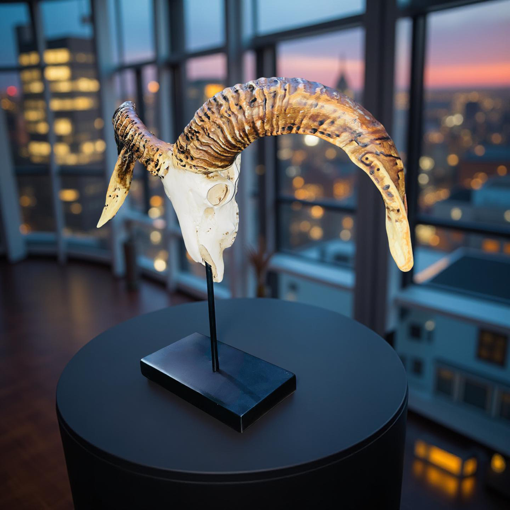 Ridgehorn Relic – Ram Skull Sculpture