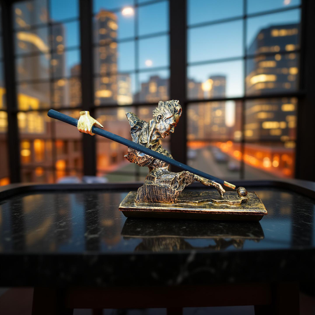 Precision Shot – Abstract Snooker Player Sculpture