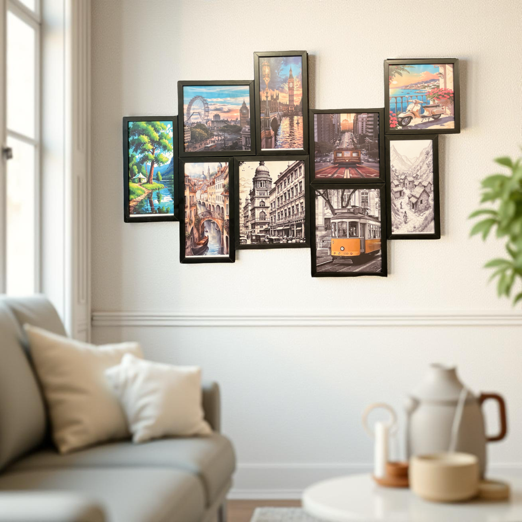 Wanderlust Collage – 9-Panel Travel Wall Frame Set