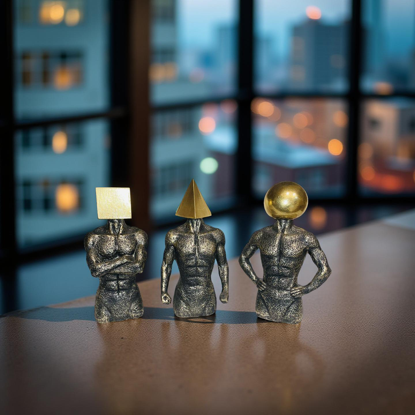 Geometric Thinkers Trio – Resin Figurines