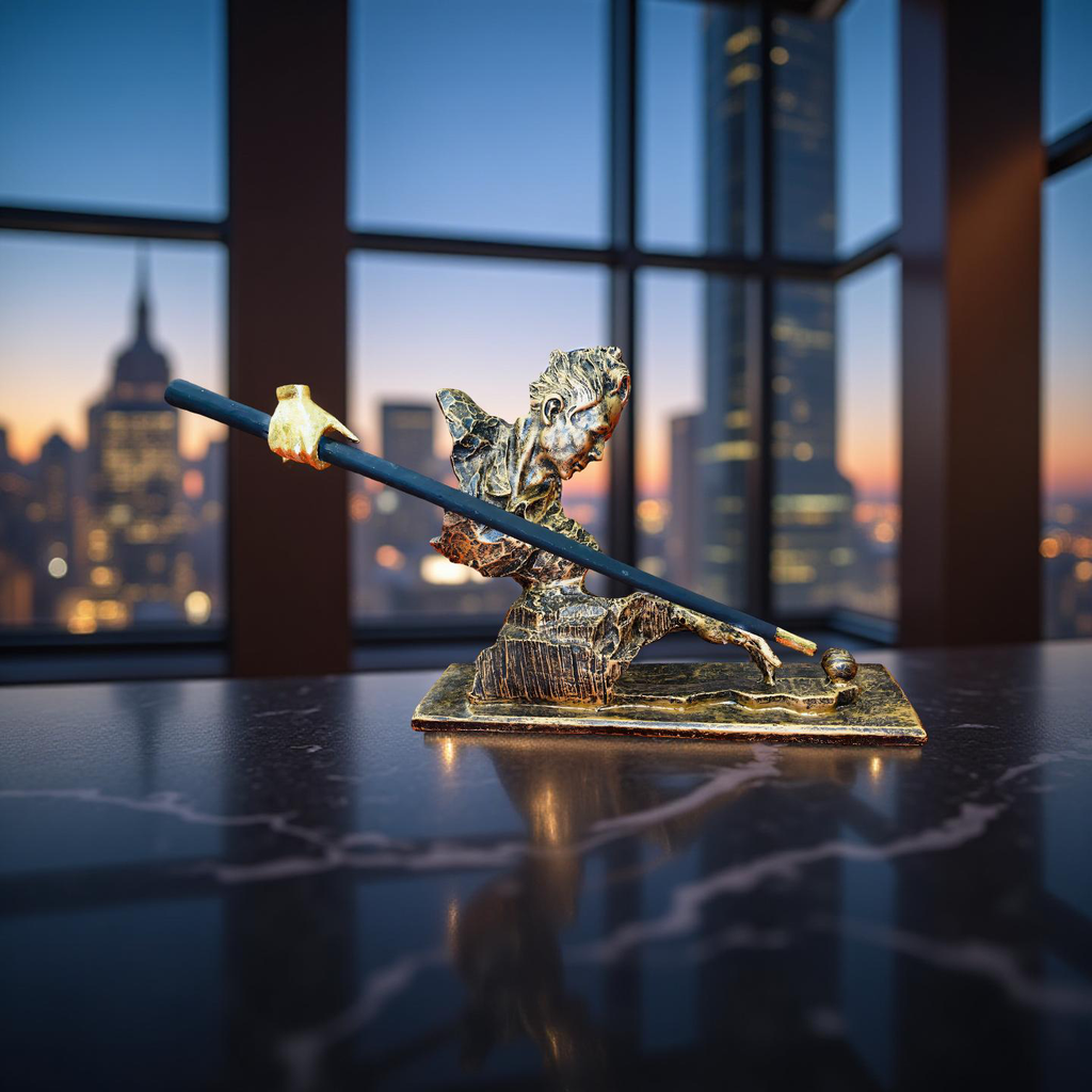 Precision Shot – Abstract Snooker Player Sculpture