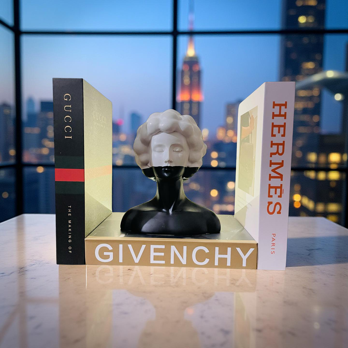 Resin Bust Bookend – Minimalist Face Sculpture