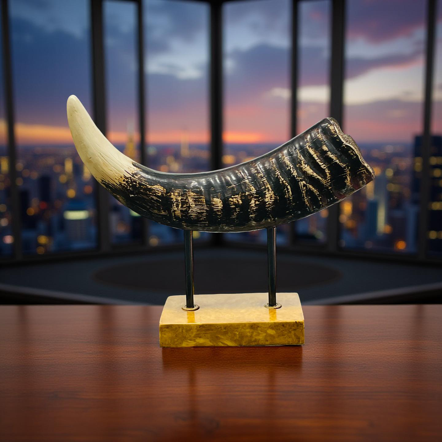 Rustic Elephant Horn Sculpture