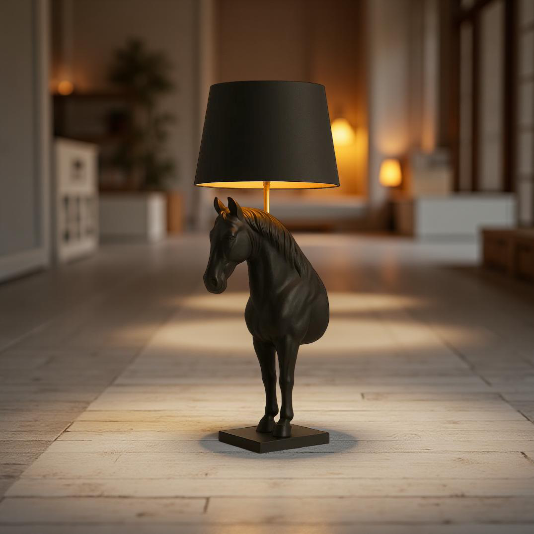 Noir Stallion – Horse Silhouette Table Lamp