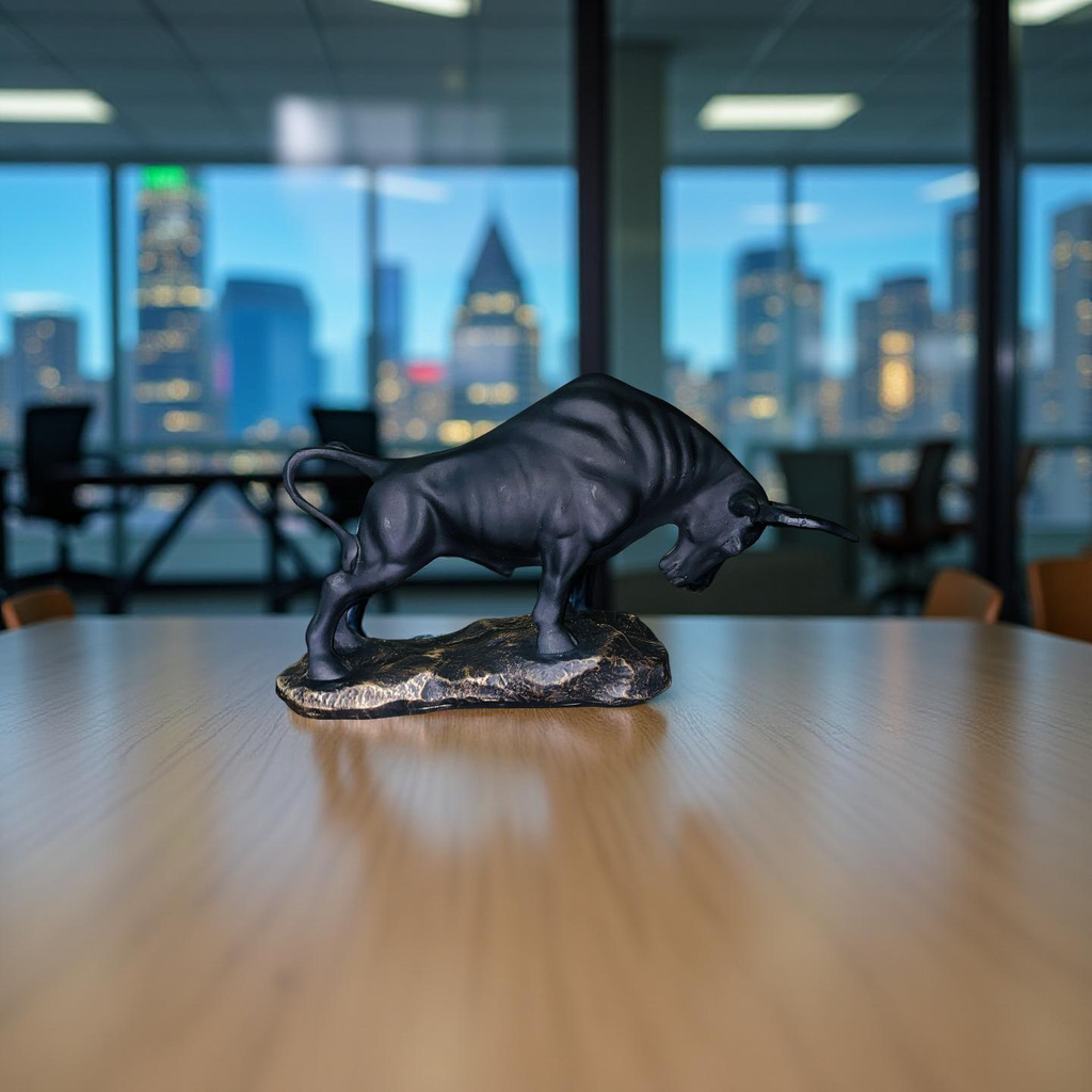 Obsidian Bull – The Bold Charge Sculpture