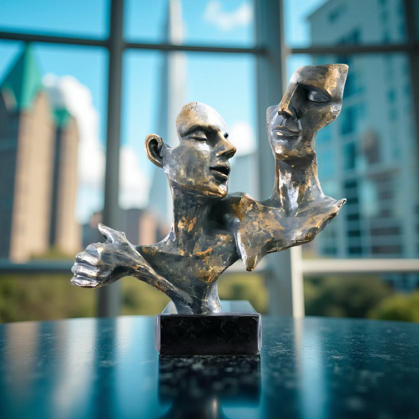 Duality of Thought – Abstract Faces Sculpture