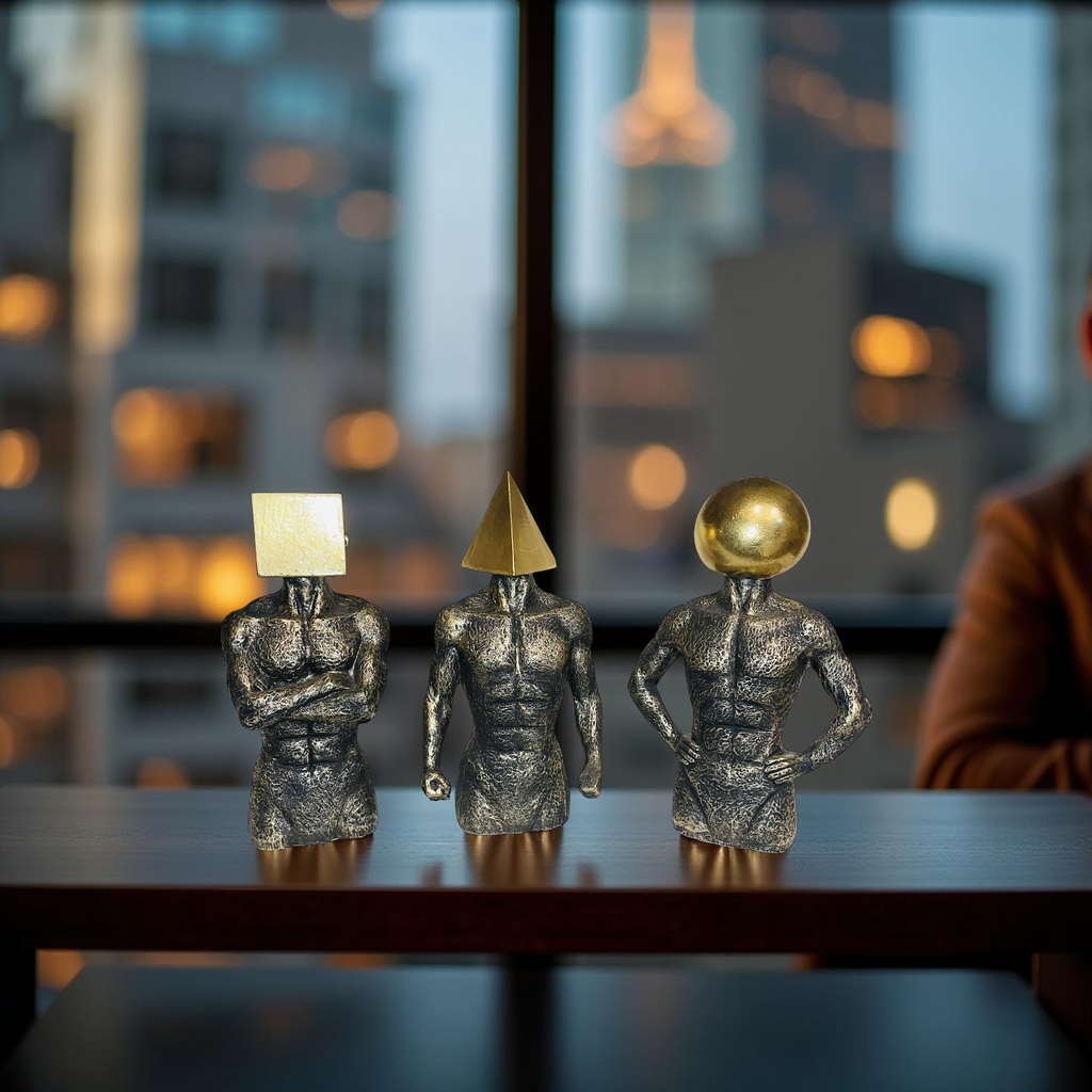Geometric Thinkers Trio – Resin Figurines