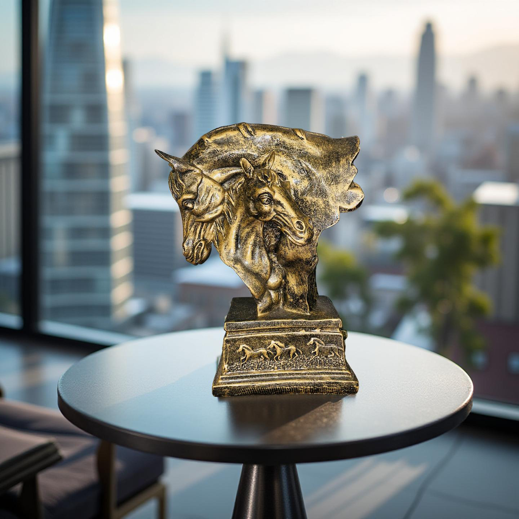 Golden Bond – Twin Stallions Elegance Sculpture