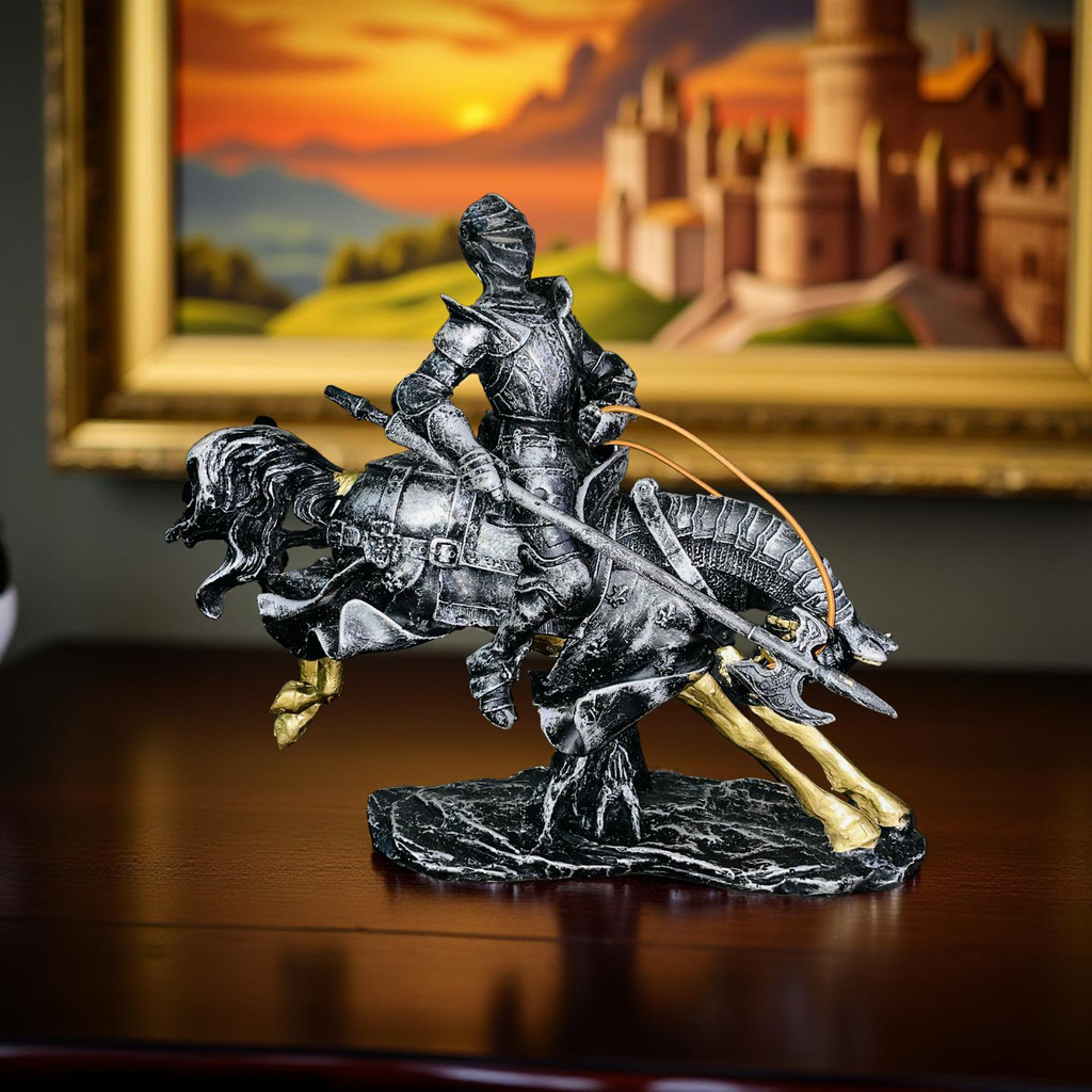 Valiant Charge – Armored Knight on Horse Statue