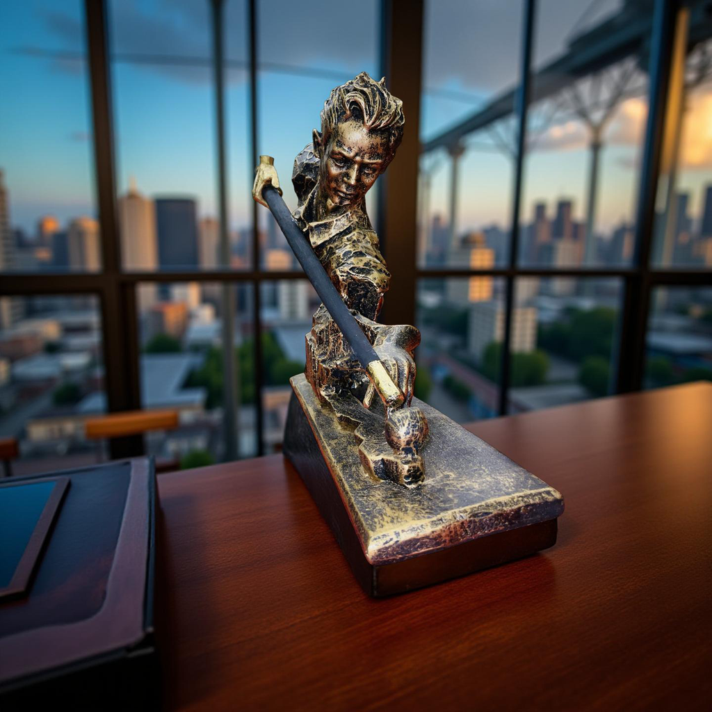 Precision Shot – Abstract Snooker Player Sculpture