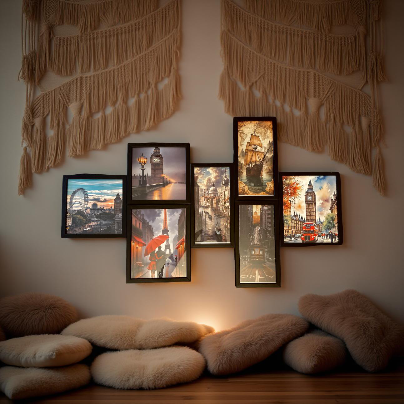 Wanderlust in Frames – 7-Panel Travel Wall Art Set