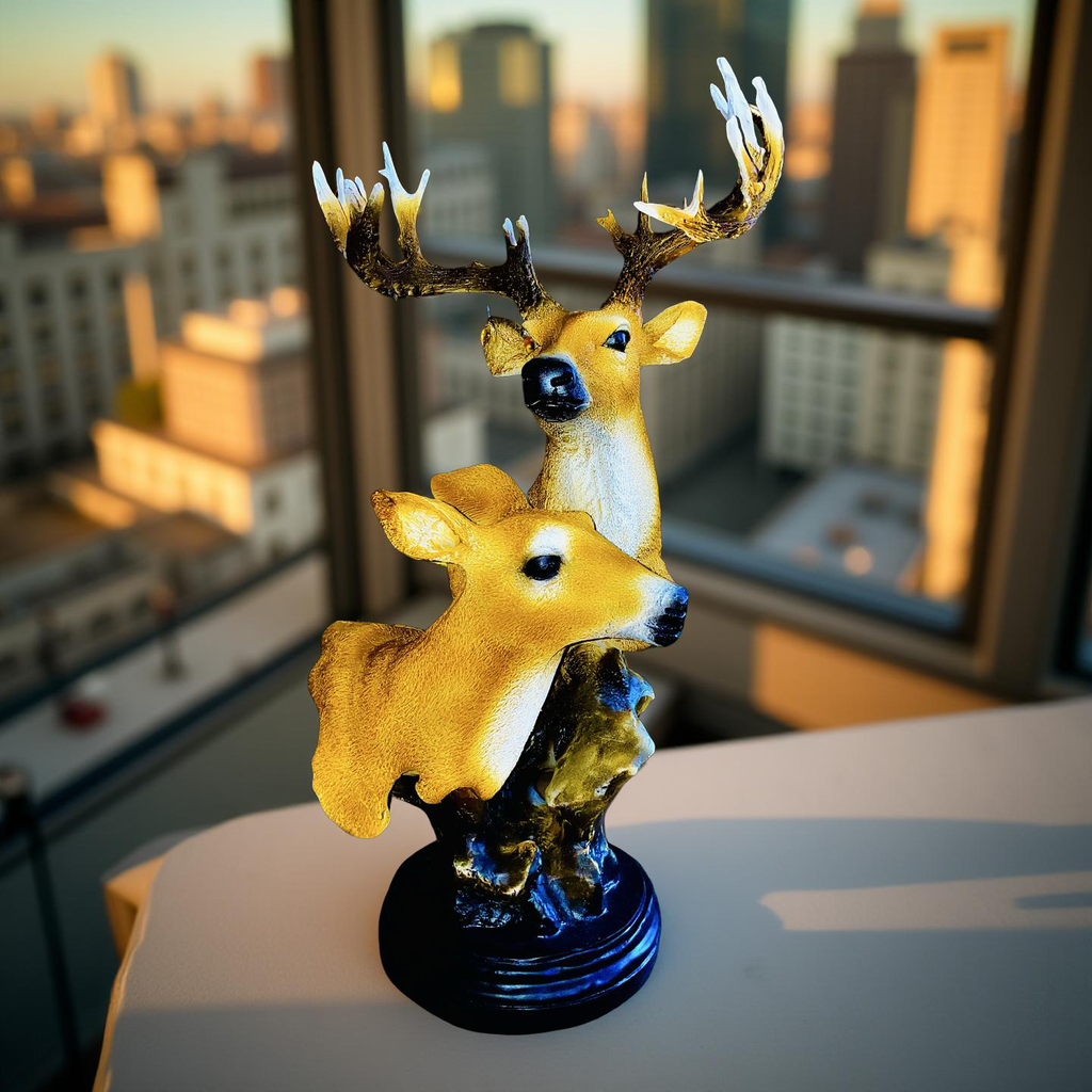 Golden Deer Duo – Couple Table Sculpture