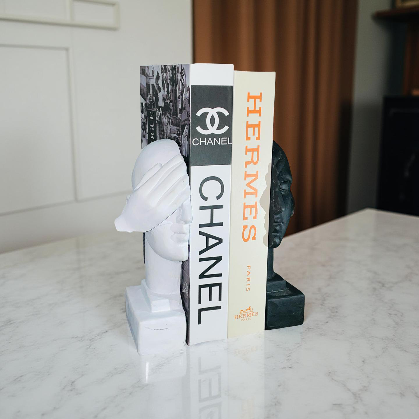 Blind Wisdom – Resin Bookend Set (Black & White Faces)