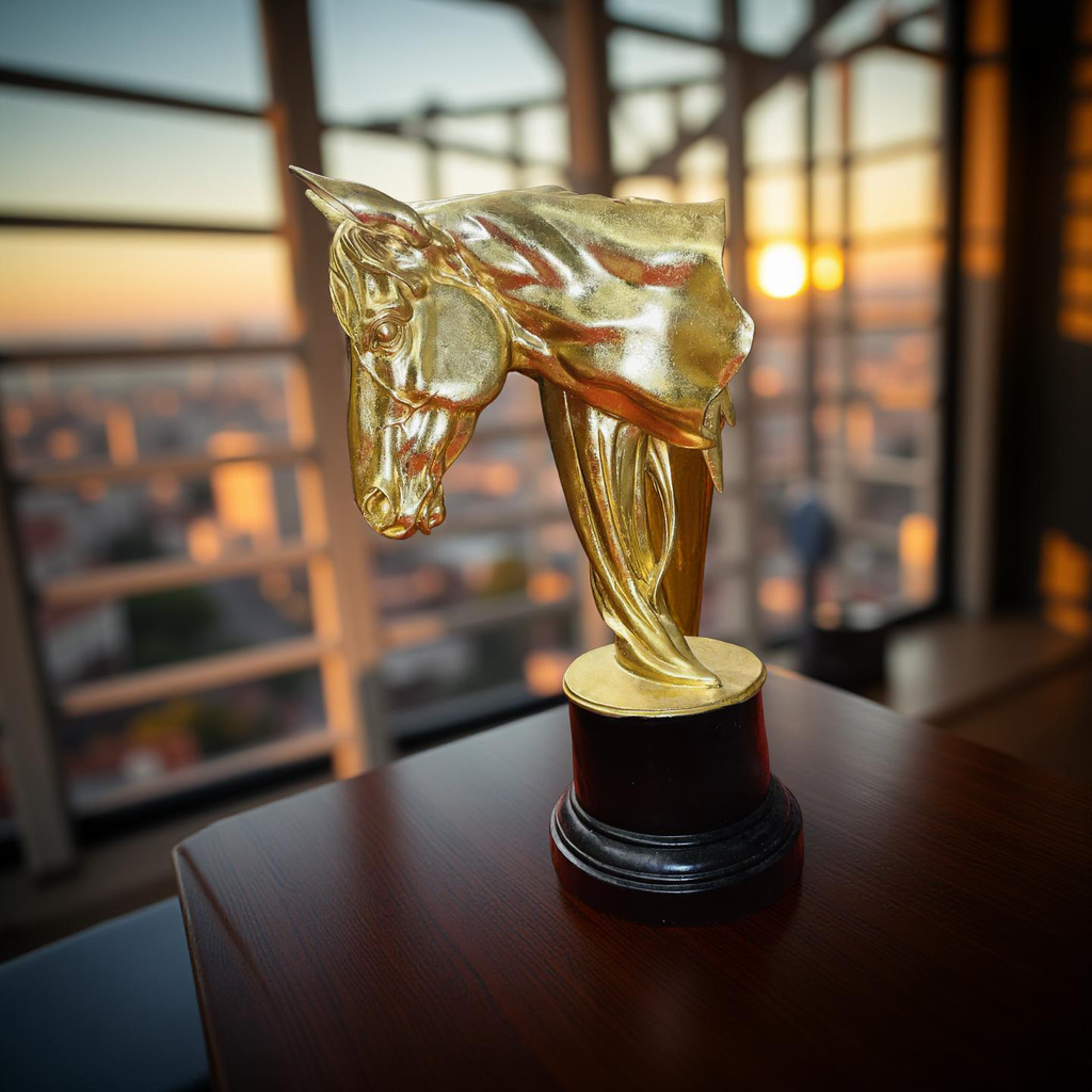 Noir Grace – Black Stallion Head Sculpture