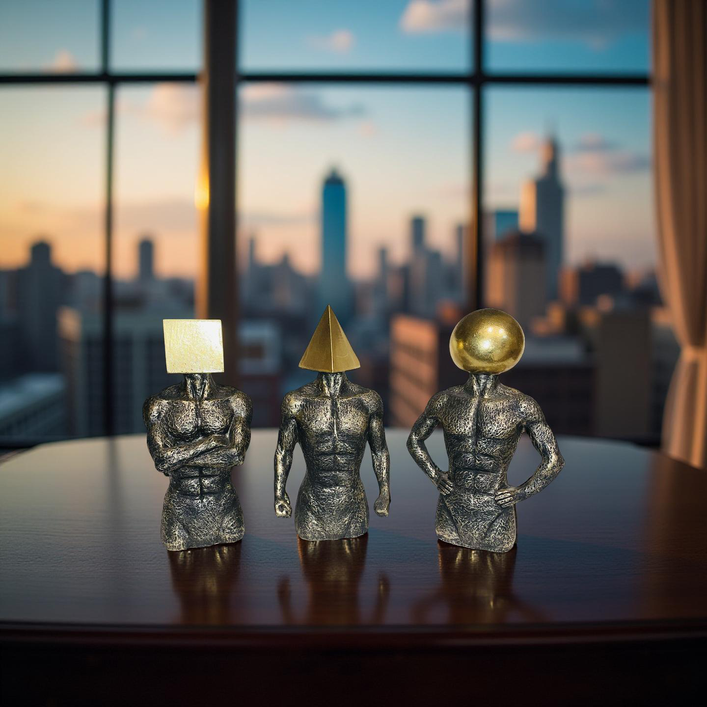 Geometric Thinkers Trio – Resin Figurines