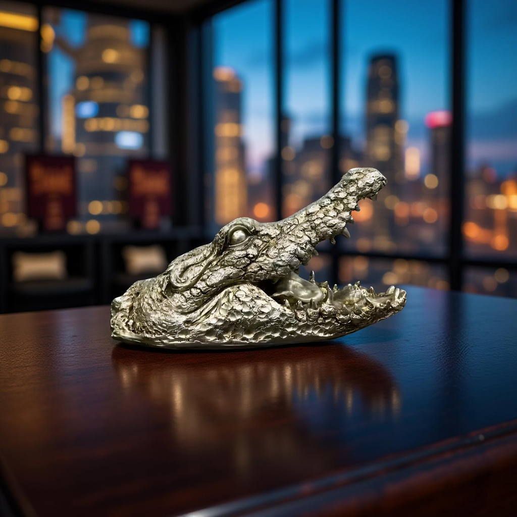 Green Croc Bite – Luxury Alligator Head Sculpture