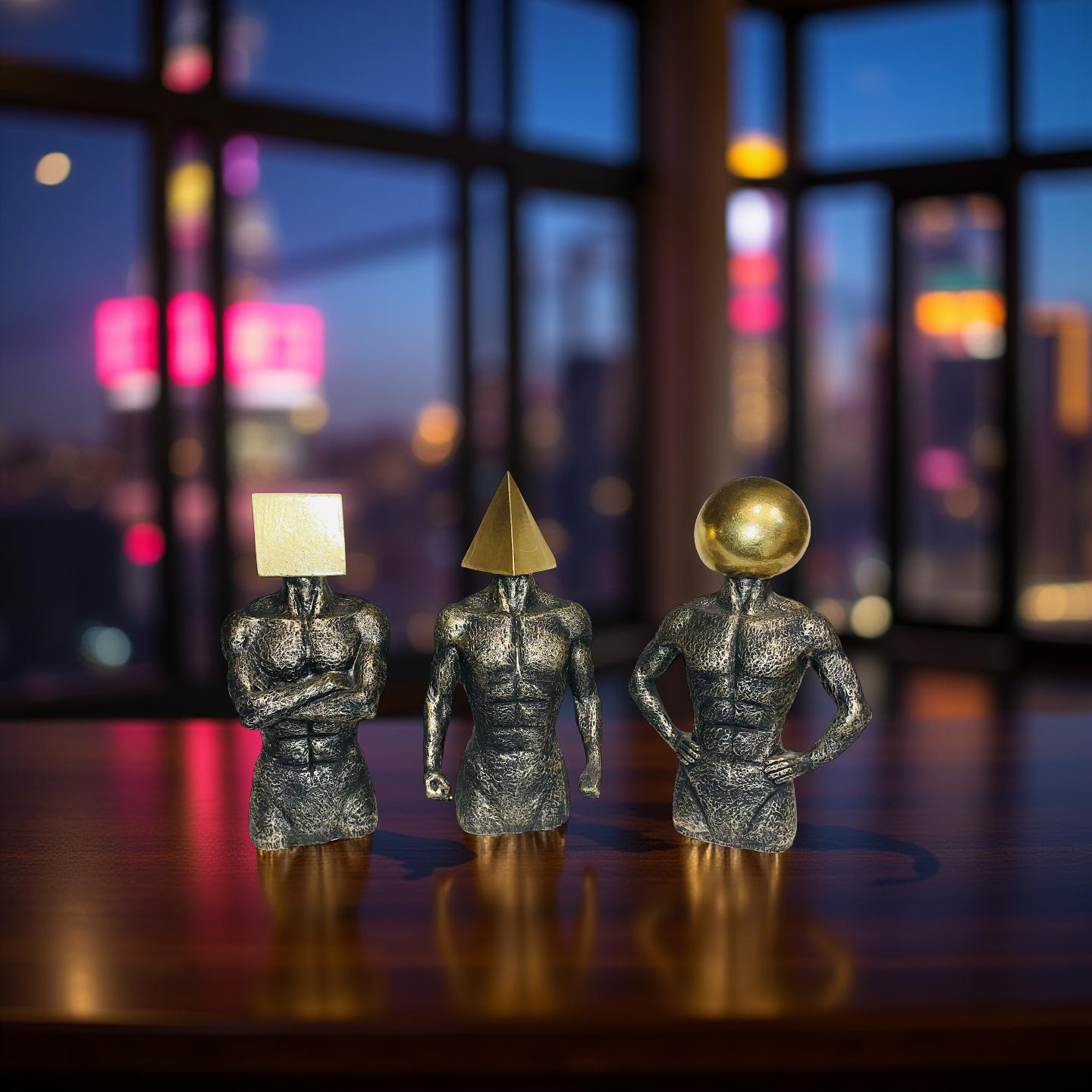 Geometric Thinkers Trio – Resin Figurines