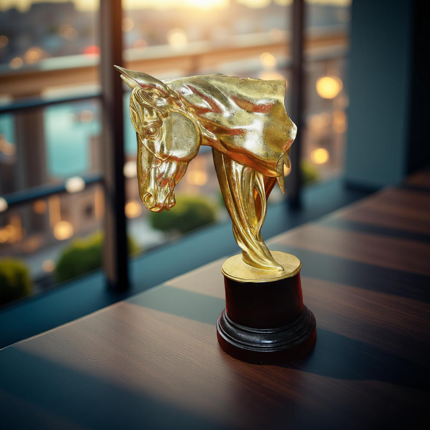 Noir Grace – Black Stallion Head Sculpture