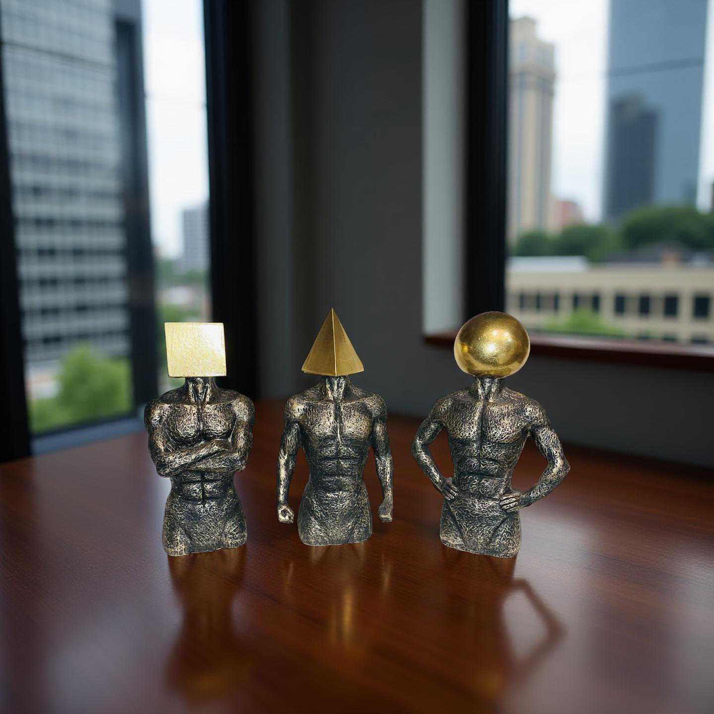 Geometric Thinkers Trio – Resin Figurines