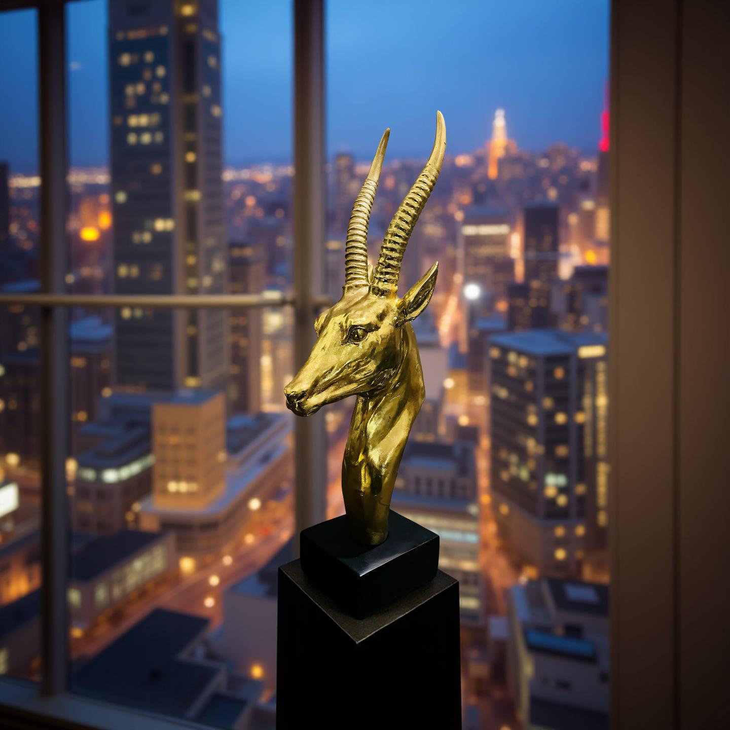 Golden Antelope Head Sculpture