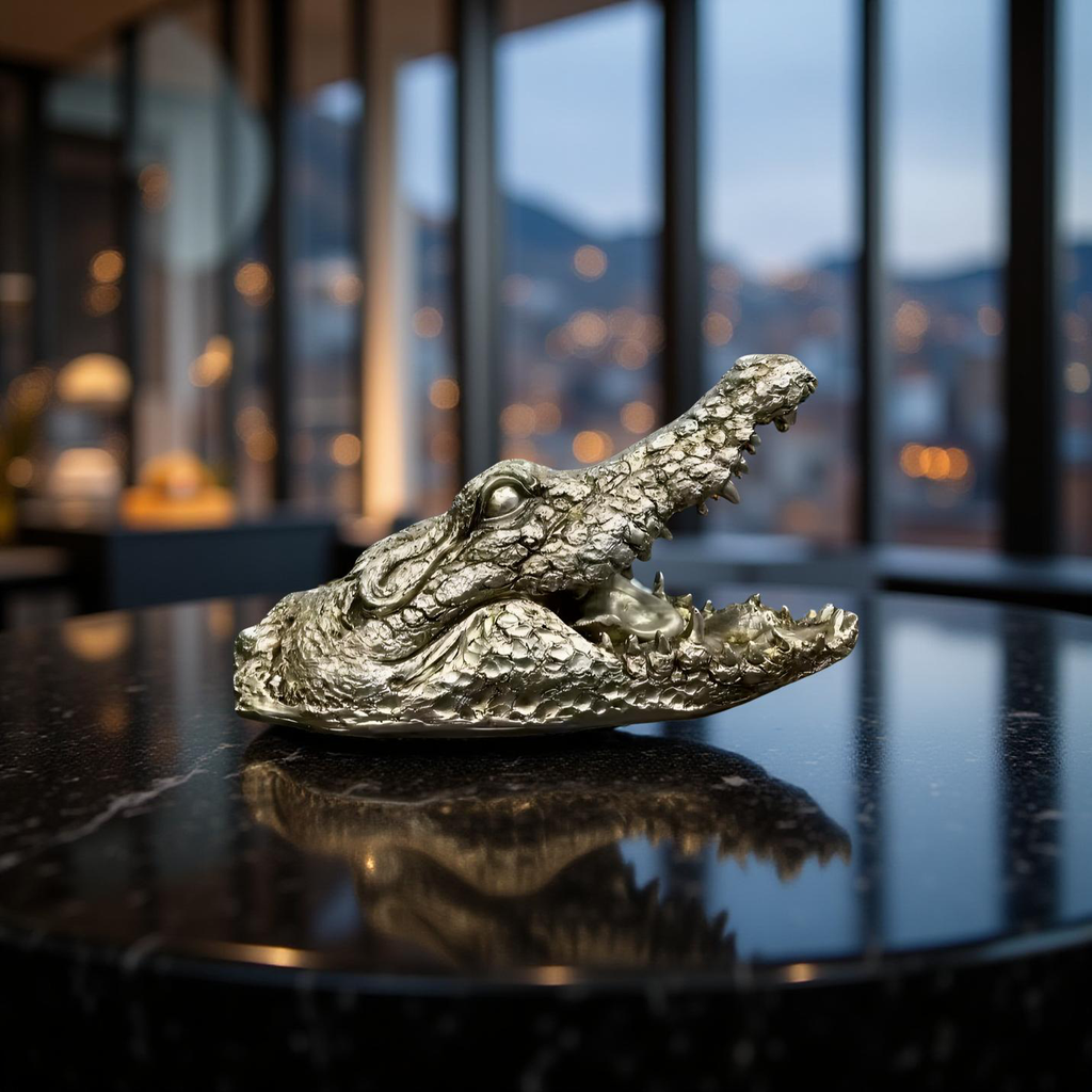 Green Croc Bite – Luxury Alligator Head Sculpture