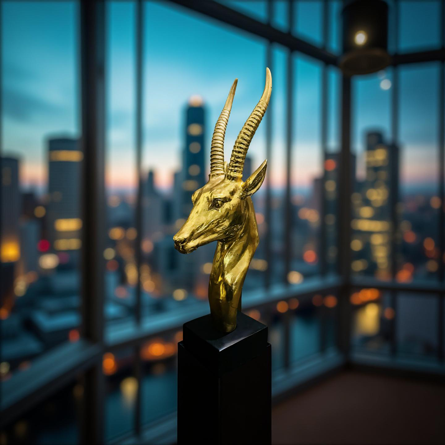 Golden Antelope Head Sculpture