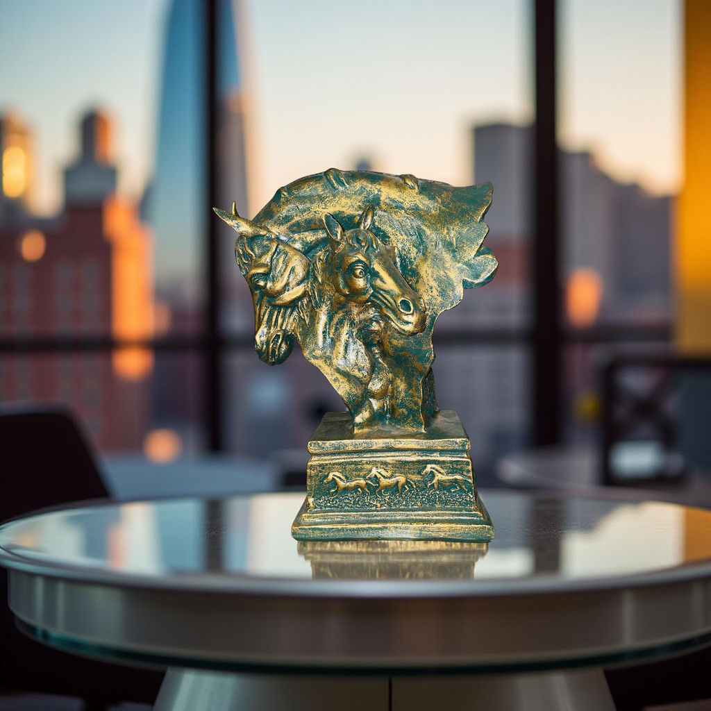 Golden Bond – Twin Stallions Elegance Sculpture