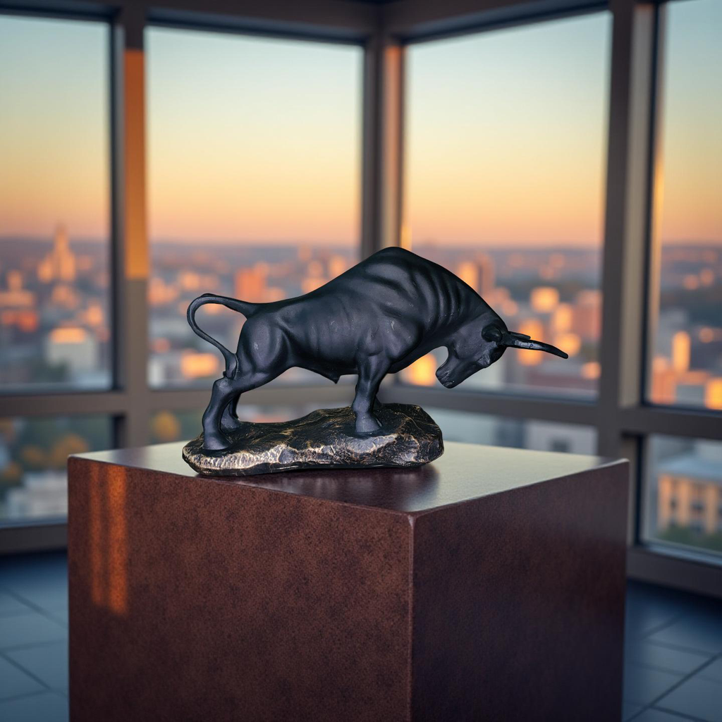 Obsidian Bull – The Bold Charge Sculpture