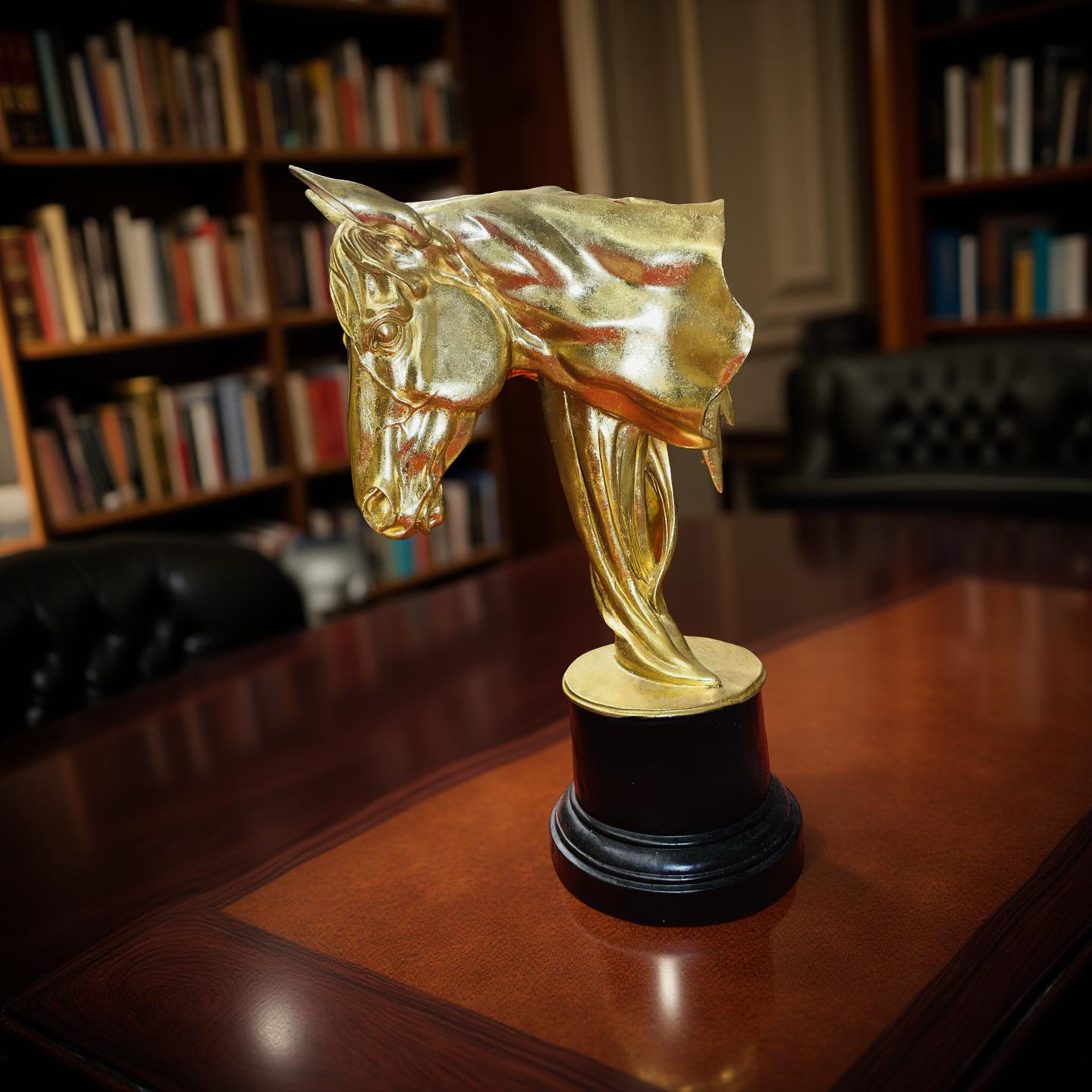 Noir Grace – Black Stallion Head Sculpture