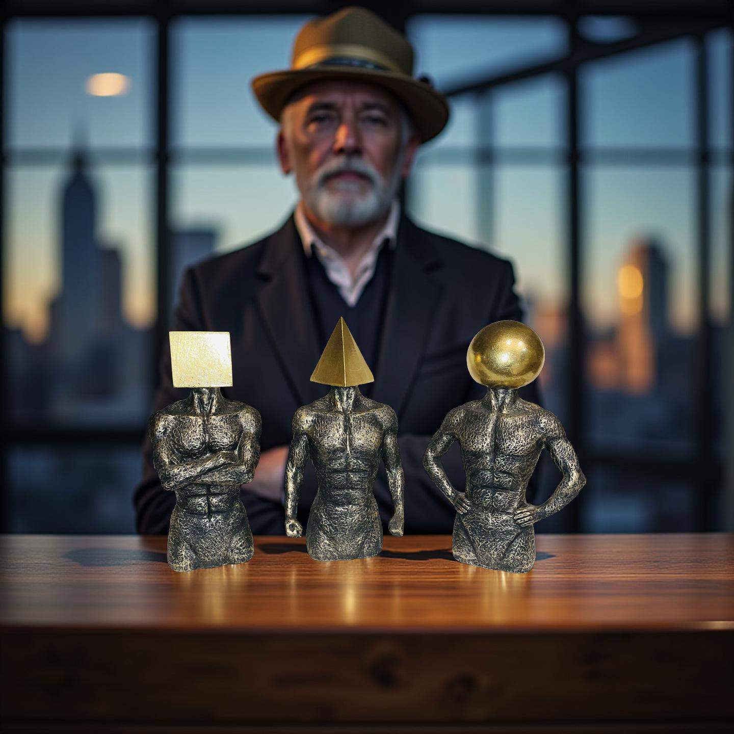Geometric Thinkers Trio – Resin Figurines