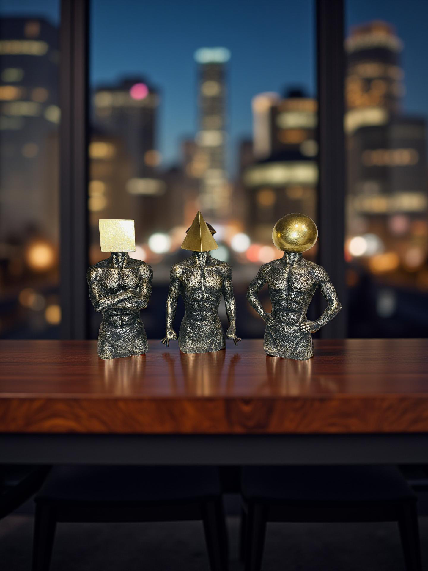 Geometric Thinkers Trio – Resin Figurines