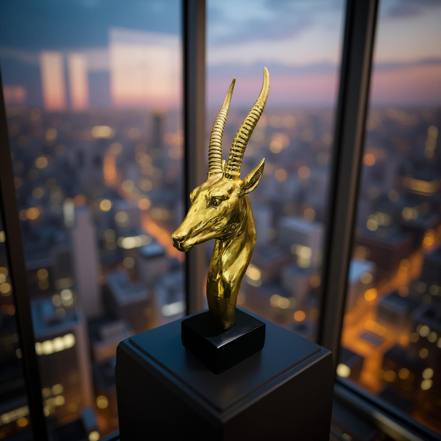 Golden Antelope Head Sculpture