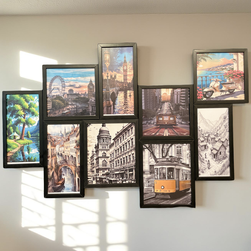 Wanderlust Collage – 9-Panel Travel Wall Frame Set