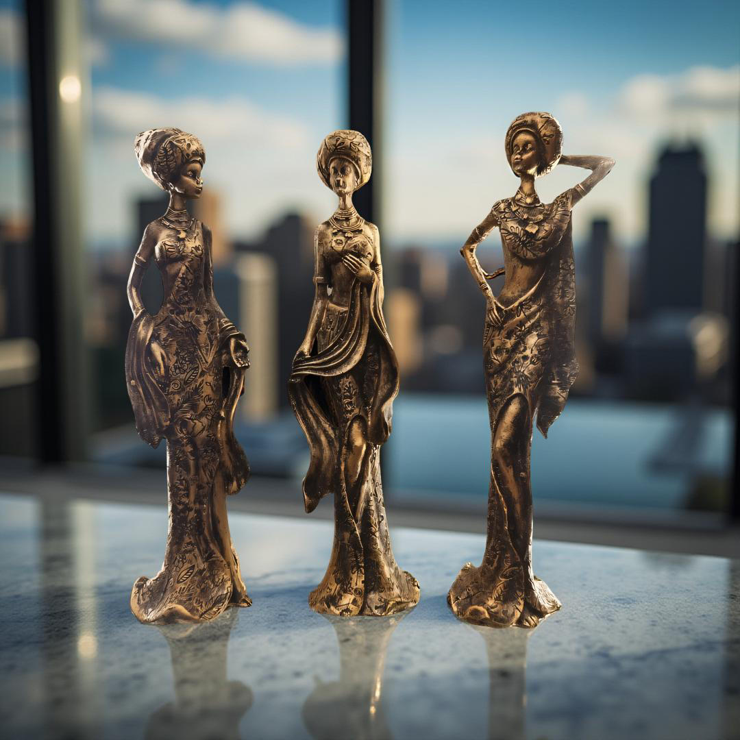 Vintage Elegance Ladies – Set of 3 Resin Figurines