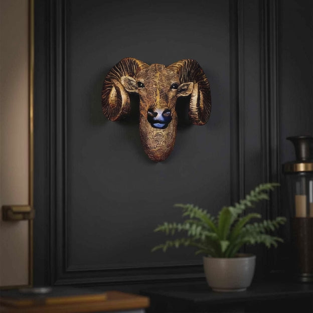 Alpine Guardian – Ram Head Wall Sculpture